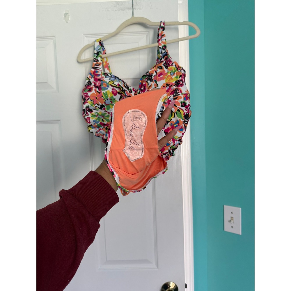 Anne Cole Floral Ruched One Piece Swimsuit Multicolor 18W - Picture 2 of 7